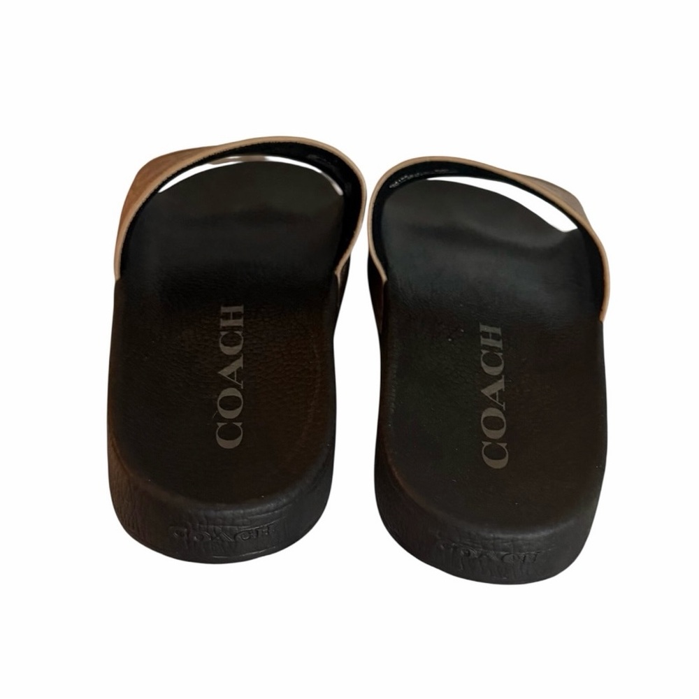 Coach Signature Canvas Pool Slide Sandals Tan Brown Logo Size 9 NEW - Picture 8 of 11